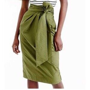J crew Sz 12P cotton paper-bag pencil skirt  Lined Belted Pull On  NWT Textured